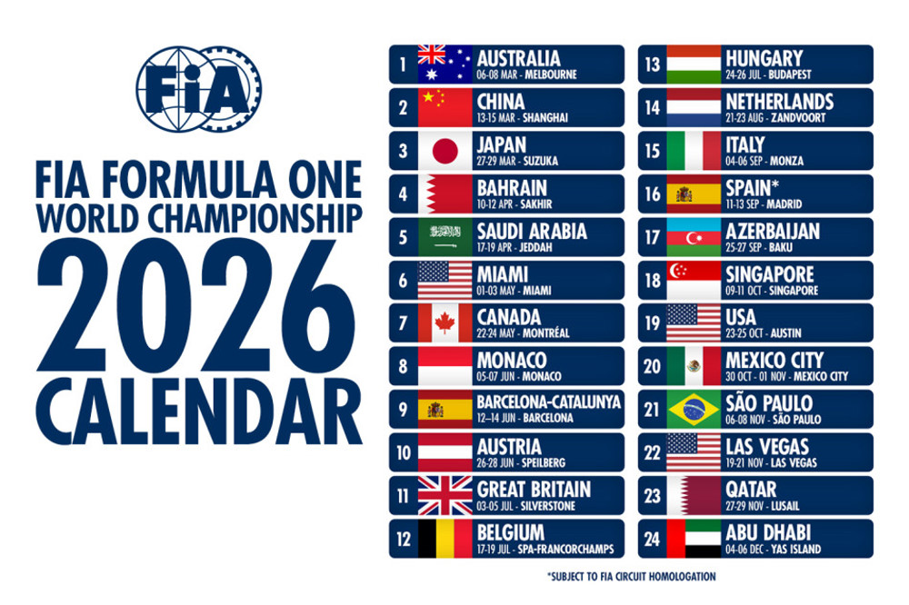 F1의 미래 1부: 2026 포뮬러 1 캘린더 첫 공개